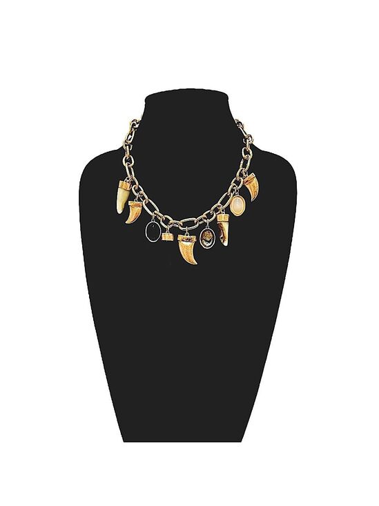 Zara Jewelry - ZARA | Golden Tortoise Horn w Gemstone Lucky Charm Chunky Necklace | NWOT